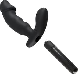 Rebel – Siliconen Penis Vorm Anaal Vibrator met Licht Gebogen Ontwerp en Eikel – Zwart — thumbnail 4