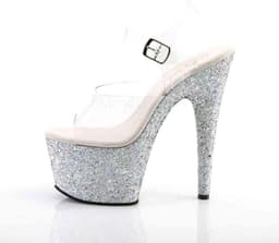 Pleaser - ADORE-708LG Sandaal met enkelband, Paaldans schoenen - Paaldans schoenen - 39 Shoes - Zilverkleurig/Transparant — thumbnail 3