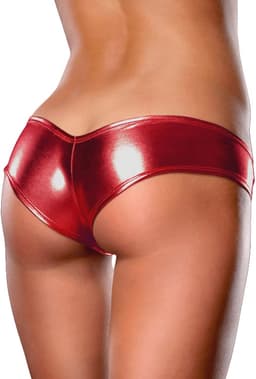 Dames Wetlook Strings Sexy PU-leer Micro Mini Bikini Slipjes Grote Maten Erotische Hipster Slips V-vormige String — thumbnail 4
