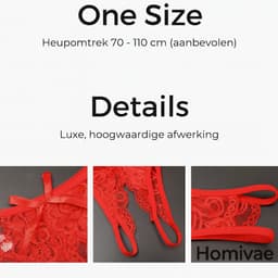 Homivae - Sexy Open String Dames – Zwarte Kantstring met Open Kruis – Erotische Lingerie One Size – Dames String — thumbnail 2