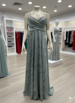 Lange Satijnen Avondjurk Dames – Elegante Gala Jurk met Kant & Verstelbare Bandjes – Luxe Feestjurk — thumbnail 1