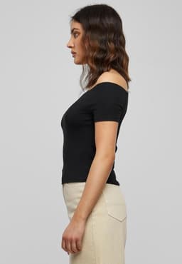 Off Shoulder Geribd T-Shirt voor Dames met Wijde Hals — thumbnail 7