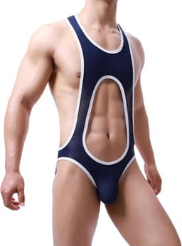 Heren Ronde Hals Ademende Jockstrap Bodysuit Strakke Turnpakje Jumpsuit — thumbnail 1