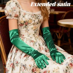 Lange dames handschoenen - extra lange satijnen stretch satijnen handschoenen - vintage feest dameshandschoenen - bruidshandschoenen - geschikt voor bruiden bruiloft opera theekransje — thumbnail 2