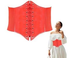 Brede Elastische Corset Riem met Vetersluiting voor Dames - Rode Taille-riem