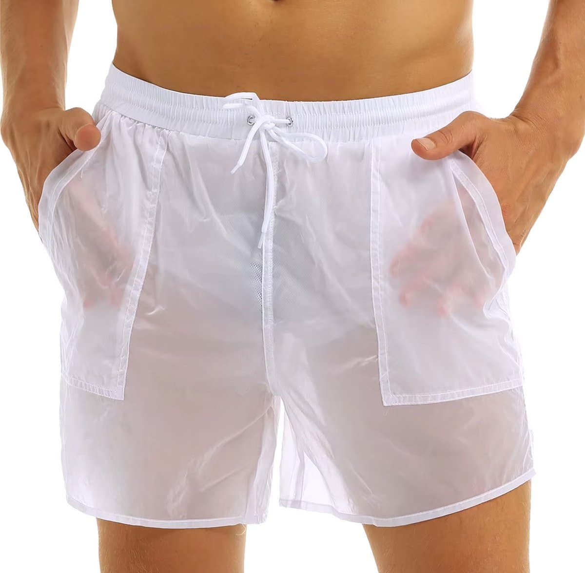 Semi Transparante Lingerie Broek - Heren - Korte Broek - Wit - Doorschijnend — afbeelding 1