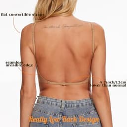 Lage Rug BH Draadloze Naadloze BH Backless Multiway Bandjes Halter BH met Padding Verwijderbaar — thumbnail 3