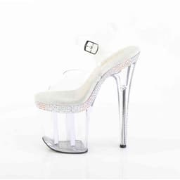 Pleaser - FLAMINGO808MLS Sandaal met enkelband, Paaldans schoenen - US 7 - 37 Shoes - Gebroken wit/Transparant — thumbnail 3