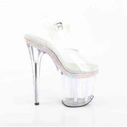 Pleaser - FLAMINGO808MLS Sandaal met enkelband, Paaldans schoenen - US 7 - 37 Shoes - Gebroken wit/Transparant — thumbnail 2