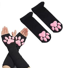 Kawaii Poot Kostuum Set - 3D Vingerloze Kat Klauw Handschoenen en Sokken voor Dames — thumbnail 1