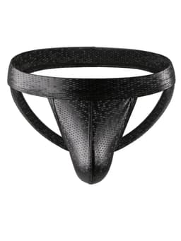 LekkerStout Jockstrap - Zwart - PU Leder - Honingraat - Maat M | LS192 — thumbnail 1