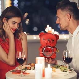 Rozenbeer met eeuwige roos, verborgen sieradendoos en hartketting - Uniek cadeau voor dames — thumbnail 4