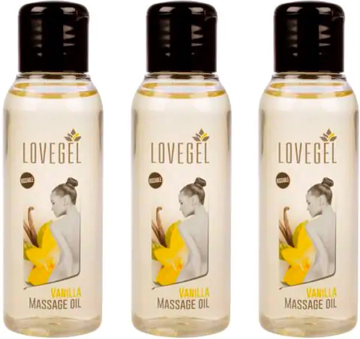Lovegel - Erotisch massage olie - Vanille - 100 ml - 3 Stuks — afbeelding 1