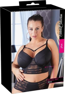 Cottelli Plus Size – Longline Beha met Licht Gevoerde Cups en Kanten Onderbuste voor een  Look – Maat 85E – Zwart — thumbnail 6