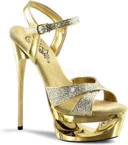 Pleaser - ECLIPSE619G Sandaal met enkelband, Paaldans schoenen - Paaldans schoenen - 35 Shoes - Goudkleurig — thumbnail 1