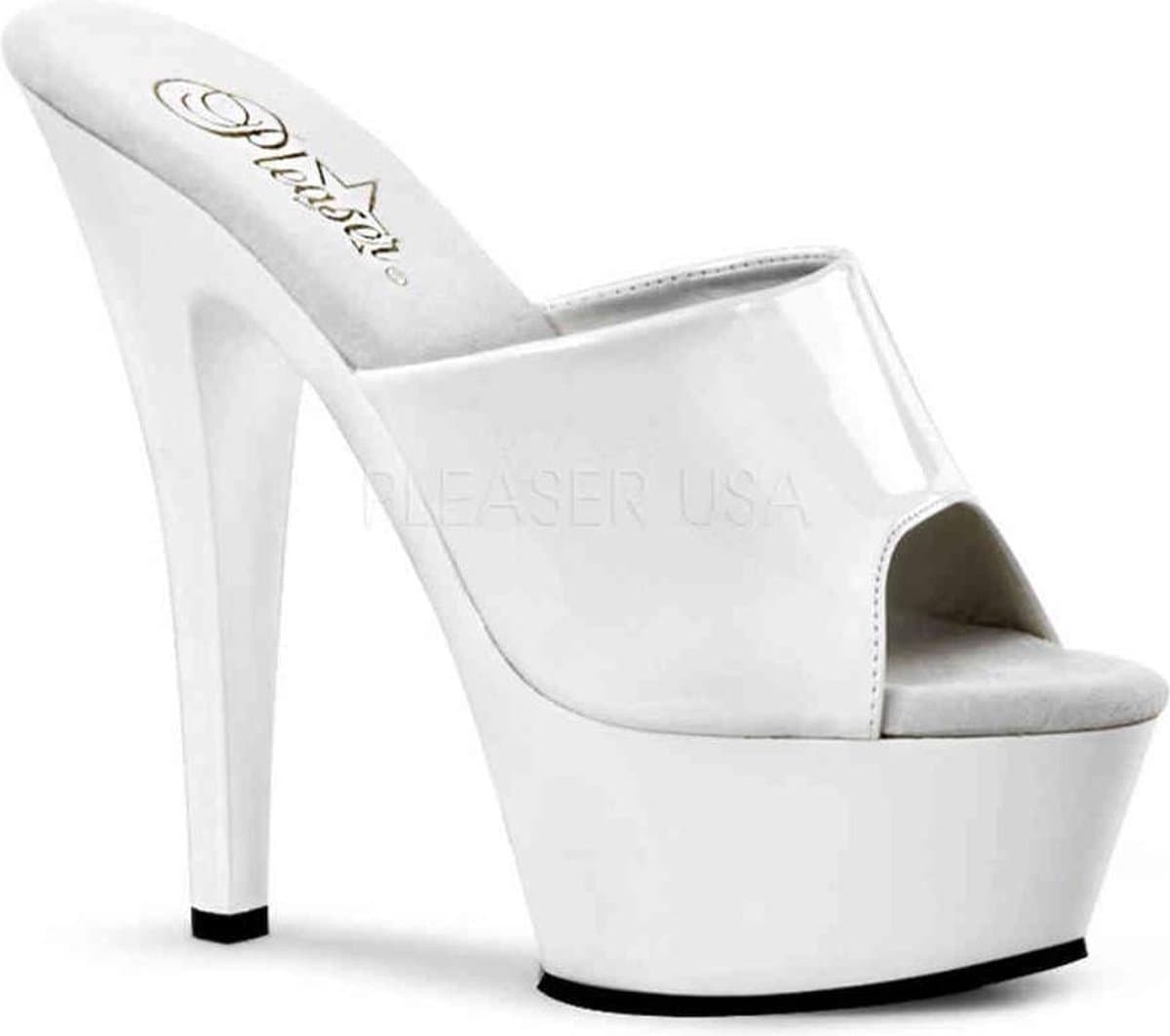 Pleaser - KISS-201 Muiltjes - Paaldans schoenen - 38 Shoes - Wit — afbeelding 1