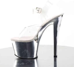 Pleaser - SKY-308 Sandaal met enkelband, Paaldans schoenen - Paaldans schoenen - 36 Shoes - Zilverkleurig — thumbnail 3