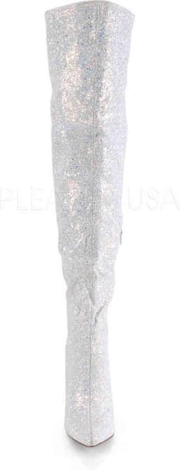 COURTLY-3015 - (EU 38 = US 8) - 5 Glitter Thigh High Boot, 1/3 Side Zip — thumbnail 2