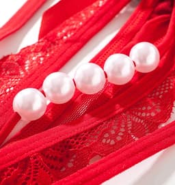 Erotische Lingerie Slipje I Sexy Slipje Met Parels I Sexy String I Open Kruis I Erotisch Ondergoed I Blauw/Zwart — thumbnail 2