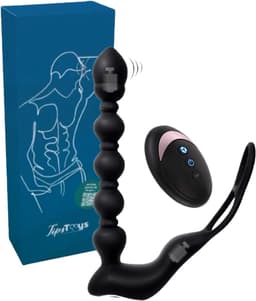 TipsToys® Prostaat Vibrator - met Afstandsbediening - Cockring & Penis Ring - Verwarmende Buttplug & Prostate Massager - 10 Stille Standen - Sex Toys voor Mannen, Koppels & Beginners - P Spot Stimulator - Vibrerende Dildo Anaal - Zwart — thumbnail 1