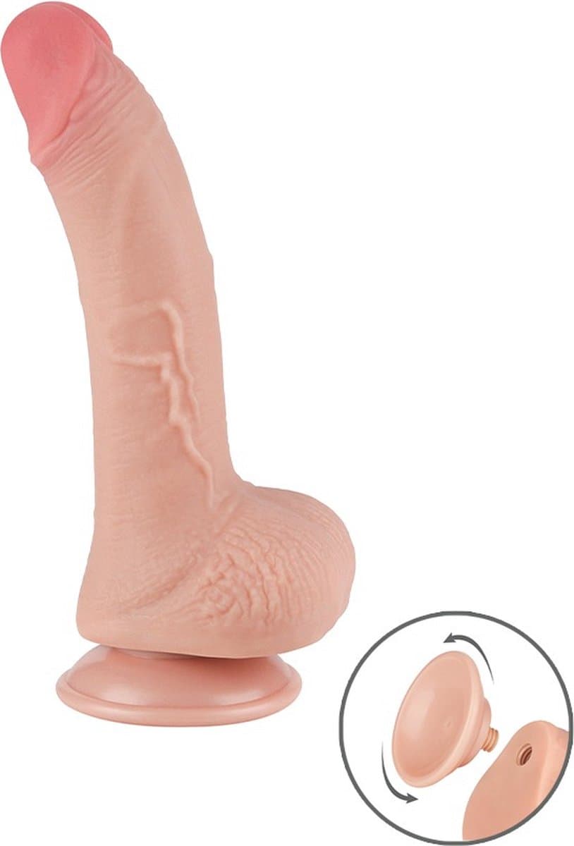 LoveToy - Dildo - Glijdende Huid Dildo - Dubbellaags Dildo - Lengte 19.5 cm - Diameter 3.5 cm - Beige — afbeelding 1