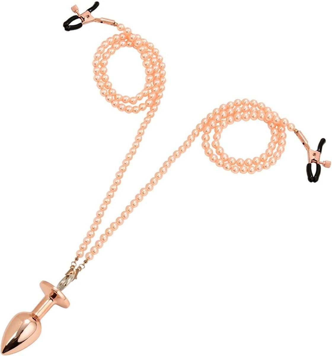 Tepel klemmen + Buttplug ketting | XL | Anale plug | Bondage | Tepelklem | BDSM | Anaal | Stimulatie | Kont | Tepelklemmen | Hoge kwaliteit — afbeelding 1