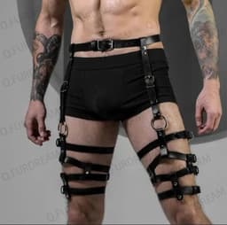 Benen en heup harnas - Leder - Outfit - BDSM - Feest - One size - Riemen en Gesp — thumbnail 5