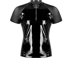Latex wetlook shirt mannen - Transparante schouders - Ritssluiting - Glanzend - BDSM - Club