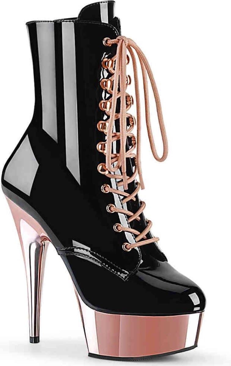 Pleaser Enkellaars -39 Shoes- DELIGHT-1020 Zwart/Roze — afbeelding 1