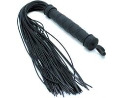Rimba - Siliconen Flogger Zweep 48 strengen - Zwart