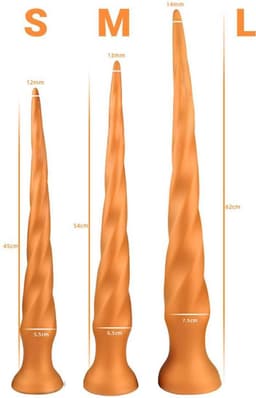 Gold Play - Extra Lange Anaal Dildo - Zachte Siliconen - Twist - Maat M — thumbnail 3