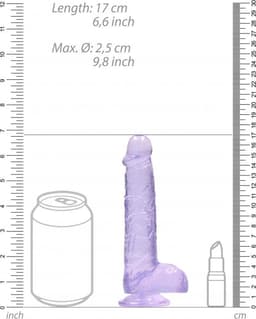 6" / 15 cm Realistic Dildo With Balls - Purple — thumbnail 7