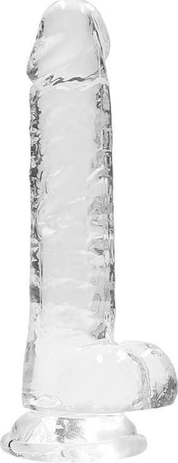 7" / 18 cm Realistic Dildo With Balls - Transparent — thumbnail 4