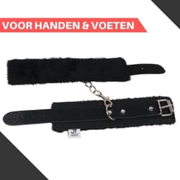Bondage Handboeien Erotiek Set voor BDSM - Seksspeeltjes - Lederen Handboeien & Metalen Ketting - Sex Toys — thumbnail 4