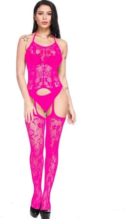 Erotische Lingerieset I Sexy Lingerie Set I Sexy Kanten Body I Erotische Body I Open Kruis I One Size I Roze — thumbnail 2