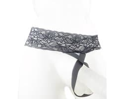BamBella® Slip open kruis kant voor mannen - L/XL - strap cock ring doorzichtig Erotische Sexy Lingerie Heren - Zwart mannen ondergoed slip