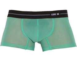 CODE 22 Sheer Mesh Trunk Green - MAAT S - Erotisch Heren Ondergoed - Boxershort voor Man - Sexy mannen Boxershort