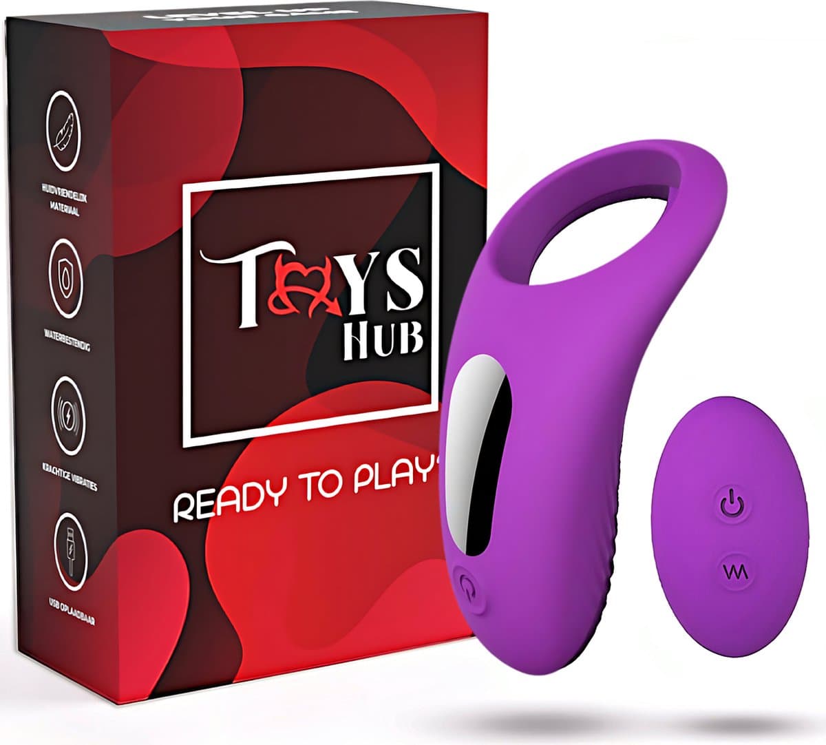 Toys Hub® Cockring Vibrerend met Afstandsbediending & Opbergzakje - Incl. E-BOOK - Met Clitoris Stimulator - 9 Vibraties - Siliconen - Sex Toys voor Koppels - Couples - Penisring - Man — afbeelding 1
