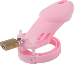 Banoch | Cockcage Pink | siliconen | roze Chastity Cage met 5 ringen | medium / large — thumbnail 14