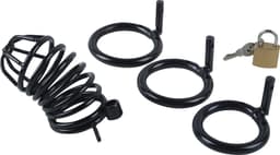 Banoch | Cockcage Zwart metaal | Chastity Cage met 3 ringen | 40 mm, 45 mm & 50 mm — thumbnail 4
