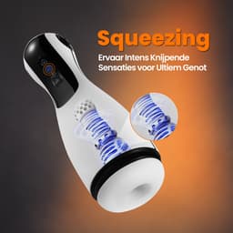 PureVibe® Squeezing Seduction Zuigende & Knijpende Sex Toys voor mannen - Automatisch Vibrerende Blowjob Masturbators - Masturbator voor Man - Pocket Pussy Zelf Electrisch & Aftrekken | Pearl White - valentijn cadeau — thumbnail 7