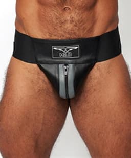 Mister b leather premium jockstrap black/grey xs — thumbnail 1