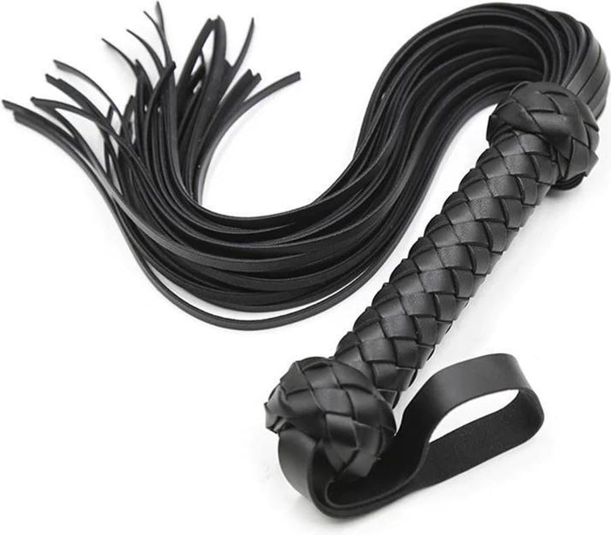 XL - 48 cm! Fetish Black PU Lederen Zweep Handvat Spanking Paddle Knoet Flirt BDSM Volwassen Game Grote Zweep Erotische Speeltjes voor vrouwen - Stellen — afbeelding 1