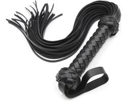 XL - 48 cm! Fetish Black PU Lederen Zweep Handvat Spanking Paddle Knoet Flirt BDSM Volwassen Game Grote Zweep Erotische Speeltjes voor vrouwen - Stellen