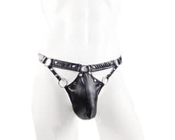 BamBella® L/XL open kruis string Maat L/XL nep leer voor mannen - BDSM Erotische Sex kleding