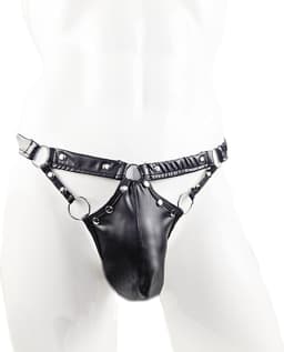 BamBella® L/XL open kruis string Maat L/XL nep leer voor mannen - BDSM Erotische Sex kleding — thumbnail 1