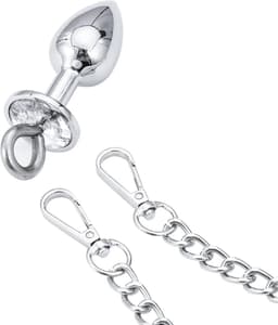 RVS Handboeien met buttplug - Sleutel en Slot - BDSM - Ketting - Zilver — thumbnail 2