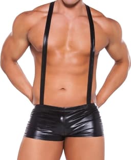 Erotische heren boxershort - Bretels - Rollenspel - PU Leder - Club en Feest — thumbnail 1