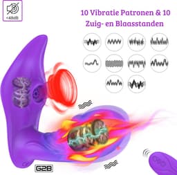 G2B® Clitoris Zuiger - Luchtdruk Vibrator met Afstandsbediening - Clitoris & G-spot Stimulator - Vibrators voor Vrouwen Realistisch & Koppels - 20 Standen - Verwarmd - Waterproof - Sex Toys Couples - Paars — thumbnail 15