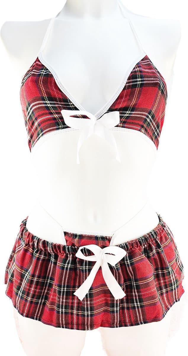 BamBella ® Sexy Cosplay Rollenspel kleding outfit dames Schoolmeisje - Onesize Rood — afbeelding 1